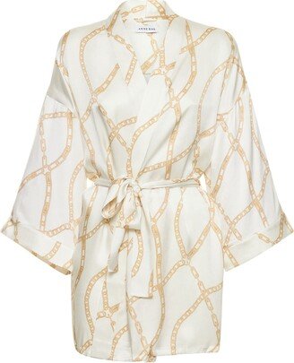 Kara printed silk robe