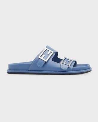 F Buckle Leather Slide Sandals-AA