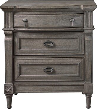 3 Drawers Nightstand With Metal Handles in French Grey