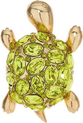 Goldtone & Glass Crystal Turtle Brooch