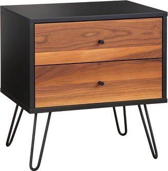 Rodan 2 Drawer Night Stand Black/Walnut - Lifestorey