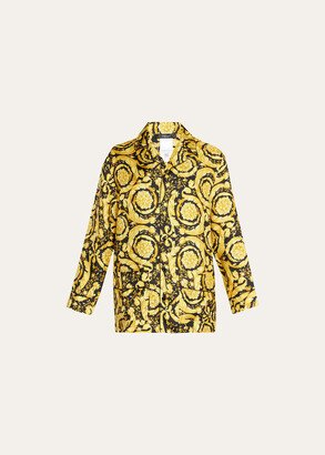 Barocco-Print Silk Pajama Shirt