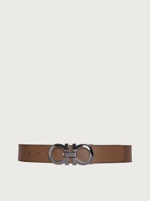 Man Reversible and adjustable Gancini belt Brown sugar/Black