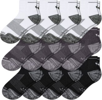 Men's Running Quarter Sock 12-Pack - White Charcoal Black Bee - XL - Athletic