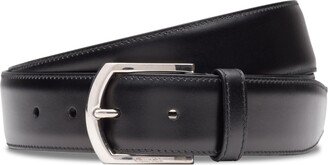 Polished Buckle-Fastening Leather Belt