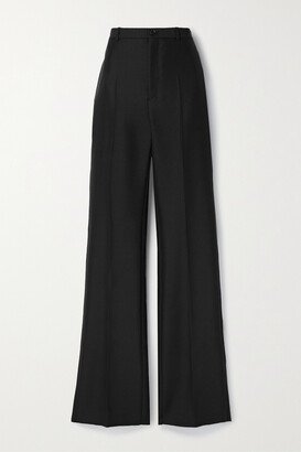 Wool And Mohair-blend Wide-leg Pants - Black