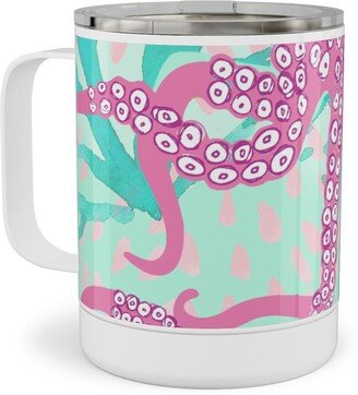 Travel Mugs: Oceana - Pink And Teal Stainless Steel Mug, 10Oz, Multicolor