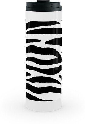 Travel Mugs: Zebra Print - Black And White Stainless Mug, White, 16Oz, Black