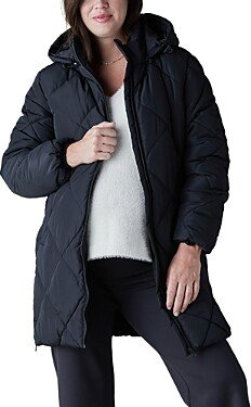 Hooded Longline Puffer Maternity Jacket