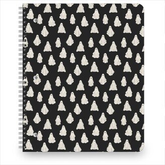 Notebooks: Spooky Halloween Vintage Ghosts - White On Black Notebook, 8.5X11, Black