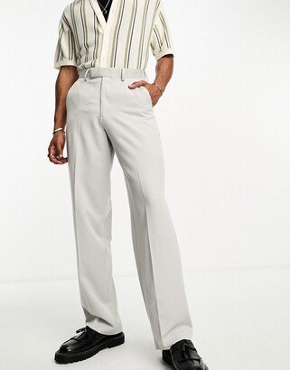 wide leg smart pants in mid gray