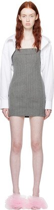 Gray & Black Square Neck Minidress & Shirt Set