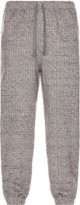 Herringbone Print Cuffed Sweat Pants in Grey