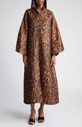 Embroidered Metallic Floral Caftan