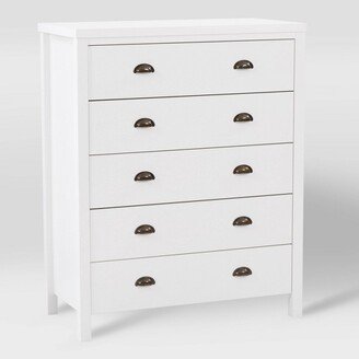 Boston 5 Drawer Dresser White