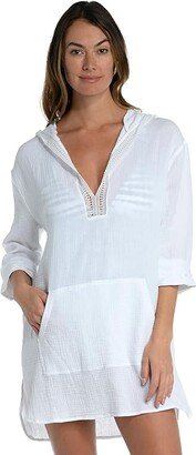 Seaside Covers Hooded Tunic with Pocket (White) Women's Swimwear