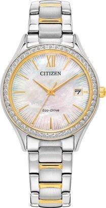 Eco-Drive Women's Crystal Two-Tone Stainless Steel Bracelet Watch 34mm