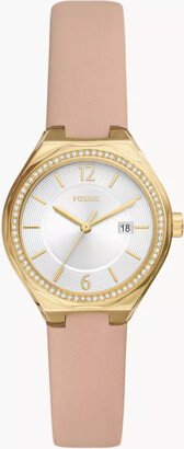 Fossil Outlet Eevie Three-Hand Date Pink Leather Watch