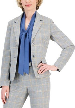 Petite Plaid Two-Button Blazer