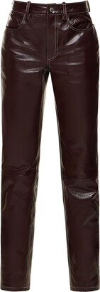 Leather straight pants-AB