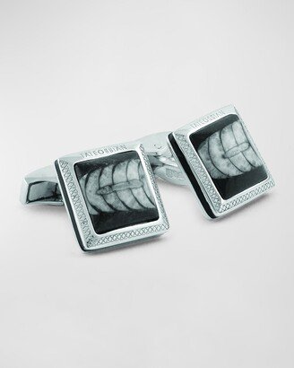 Men's Orthoceras Fossil Square Cufflinks