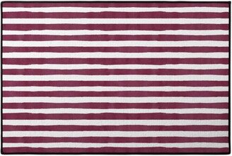 Door Mats: Stripe - Maroon Door Mat, Red