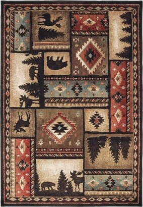 Weston Patchwork Rustic Lodge Area Rug Black - Captiv8e Designs