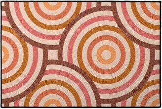 Door Mats: Retro Circles - Warm Door Mat, Pink