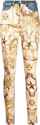 Baroque-Print Skinny Jeans