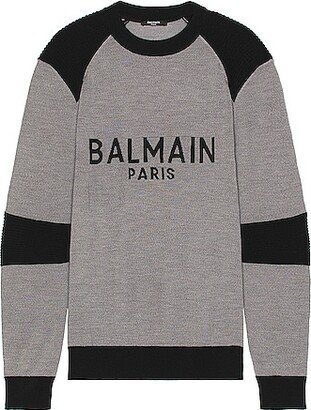 Shoulder Ribbed Crewneck in Grey