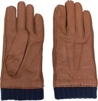 Logo-Debossed Leather Gloves-AB