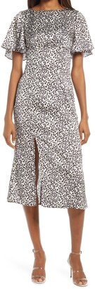 Ophelia Animal Print Midi Dress