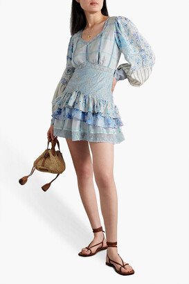 Sienne ruffled printed silk crepe de chine mini dress