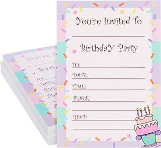 Juvale Invitation Cards – 24-Pack Birthday Party Invitation Cards, Fill-in Invitations with Envelopes, Confetti Designs, 5 x 7 Inches