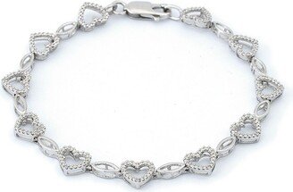 Monary Silver Diamond Heart Bracelet 8