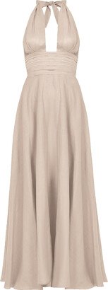 Avenue 8 Women's Neutrals Linen Draped Maxi Dress - Stone