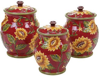 Set Of 3 Sunset Sunflower Canisters-AA