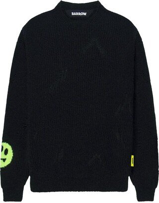 Distressed Logo Intarsia-Knit Jumper