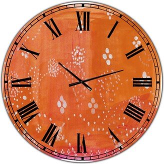 Designart Indian Orange Composition Oversized Mid-Century Wall Clock - 36 x 36