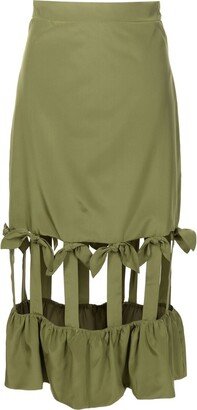 Cut-Out Silk Midi Skirt