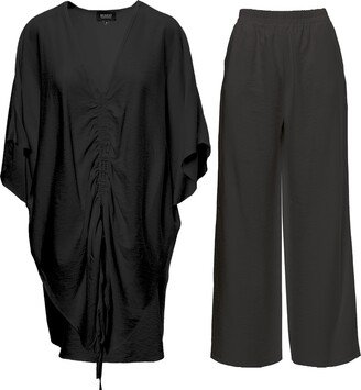 Bluzat Black Set With Blouse And Culottes Trousers