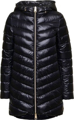 Quilted Hooded Drawstring Puffer Jacket-AA