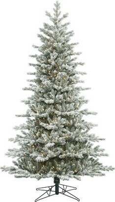 10' Frosted Eastern Fraser Fir Artificial Christmas Tree, Clear Dura-lit Lights