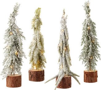 LED Pre-Lit Small Faux Fir Tree Flocked Assorted