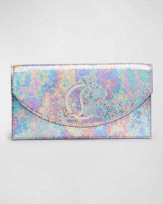 Loubi54 Iridescent Snake-Embossed Clutch Bag