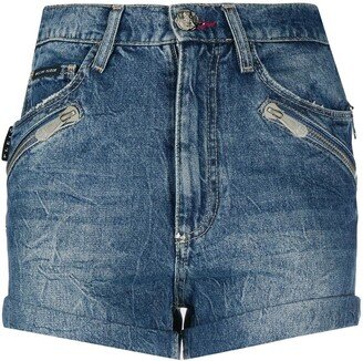 Multi-Pocket Denim Shorts-AA