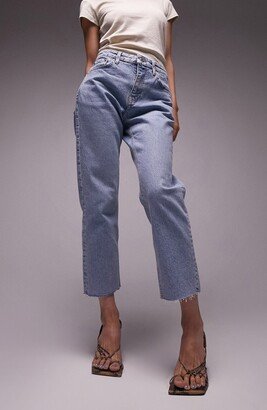 Raw Hem Crop Straight Leg Jeans