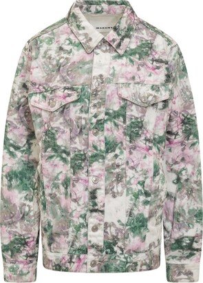 Camouflage-Printed Buttoned Denim Jacket-AA