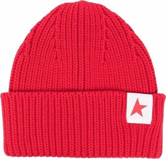 Logo-Patch Ribbed Beanie-AC