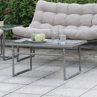 Anya Contemporary Grey 37-inch Wide Glass Top Patio Coffee Table